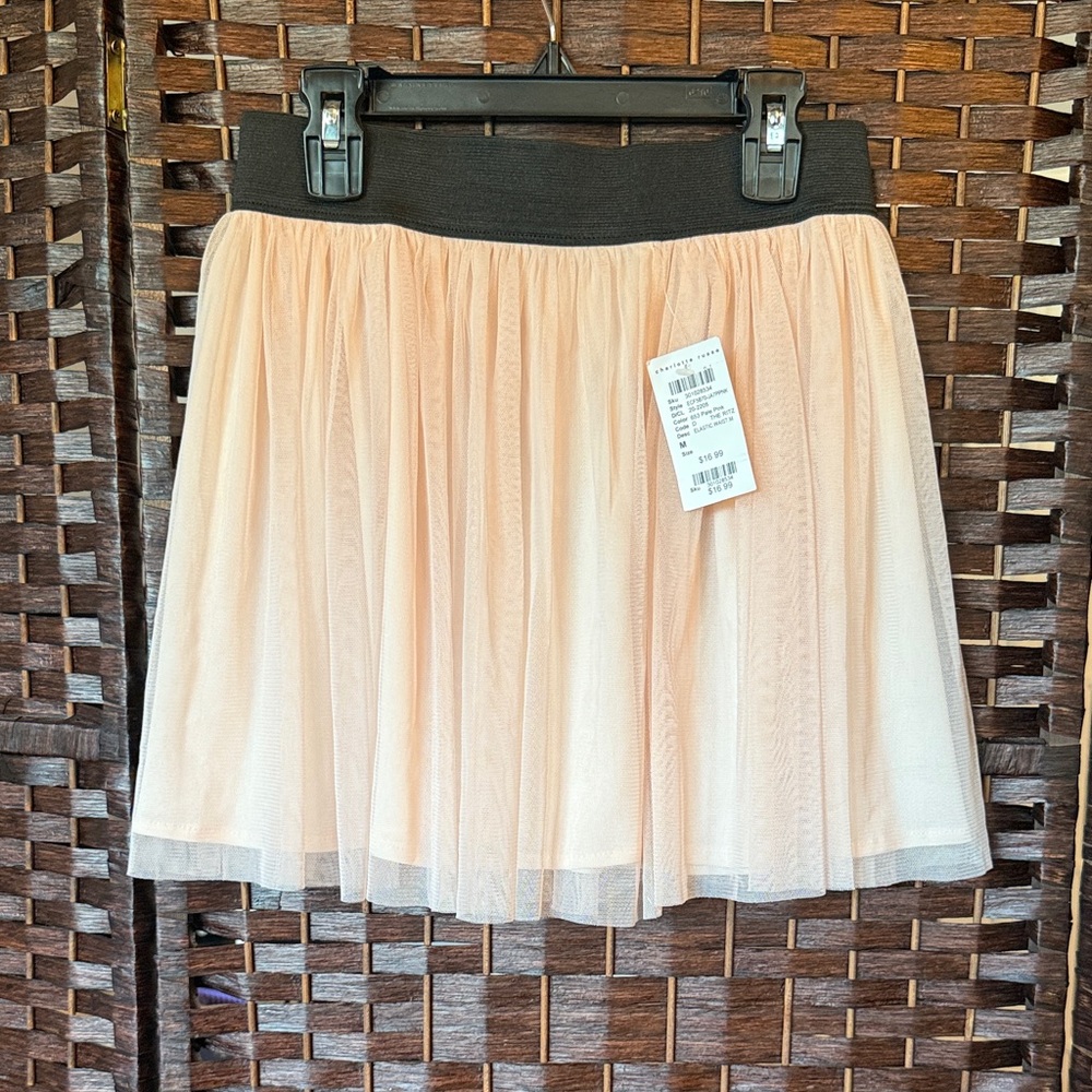 Junior medium NWT Charlotte Russe champagne pink Tulle Mini Skirt NEW